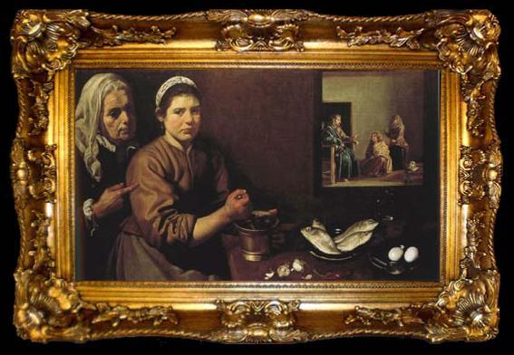 framed  Diego Velazquez Le Christ dans la maison de Marthe et Marie (df02), ta009-2